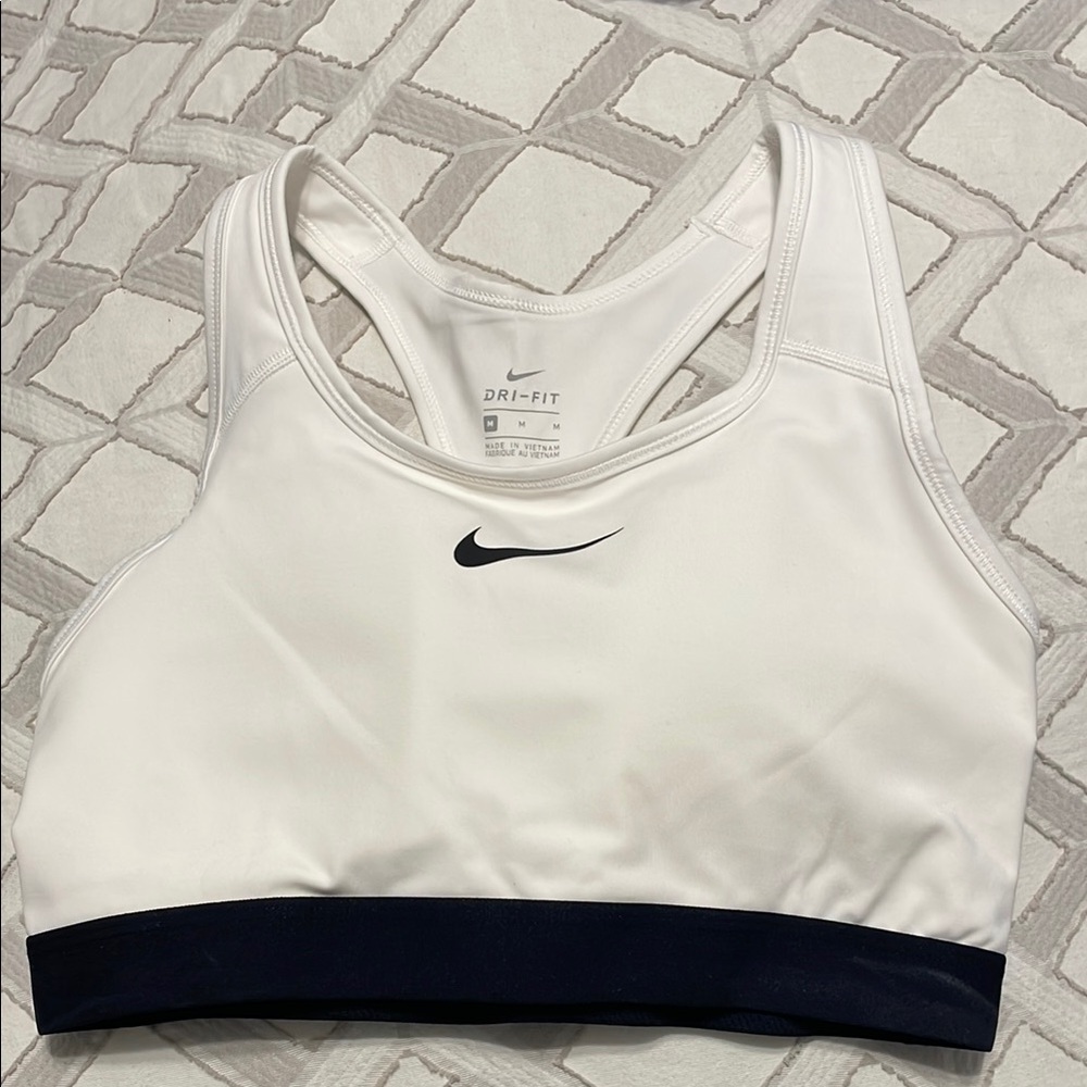 Nike Women's White and Black Sports Bra